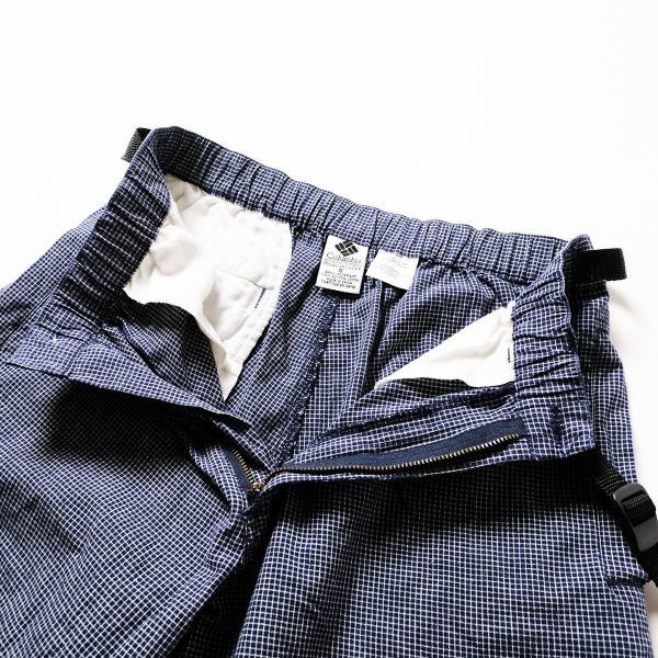 00's Columbia コロンビア アルパイン柄 コットン イージーショーツ 紺 (S) 格子柄 アウトドア 00年代 旧タグ オールド 2001年製 00's Columbia コロンビア アルパイン柄 コットン イージー