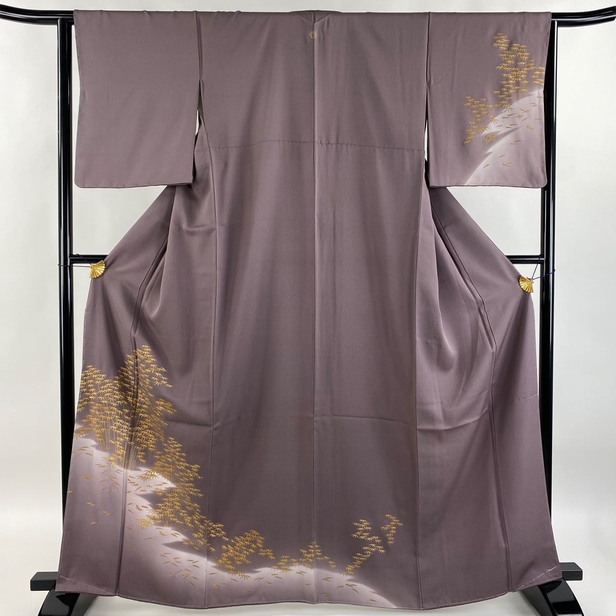 付下げ 身丈171cm 裄丈70cm L 袷 牛首紬地 落款あり よろけ縞 ぼかし 茶色 正絹 逸品 中古 付下げ 身丈171cm 裄丈70cm L 袷 牛首紬地 落款 よろけ縞 ぼかし