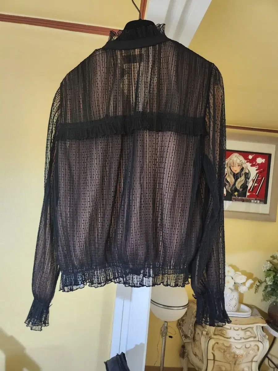 OBZEE オブジェ ブラック シースルー ブラウス