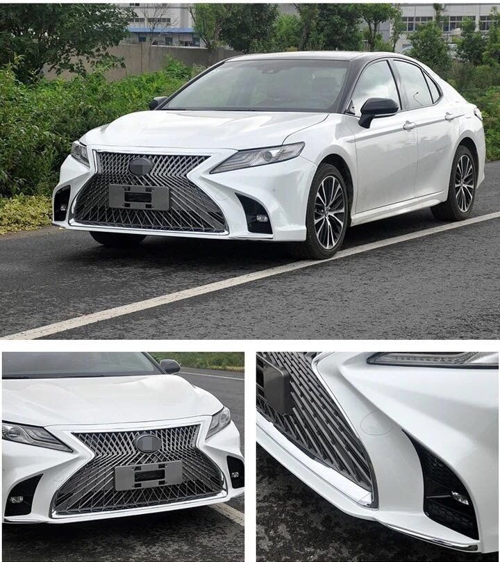 トヨタ カムリ用 レクサス風 大型エアロキット ボディキット バンパー＆グリルセット グレーメッシュ＋メッキフレーム BB420