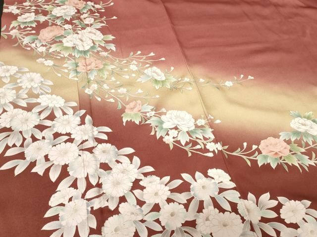 平和屋着物□訪問着 刺繍 枝花文 暈し染め 金彩 正絹 逸品