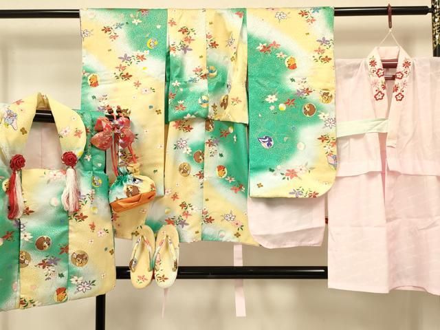 平和屋着物[]七五三 女の子 3歳 祝着 三つ身 長襦袢・被布・髪飾り