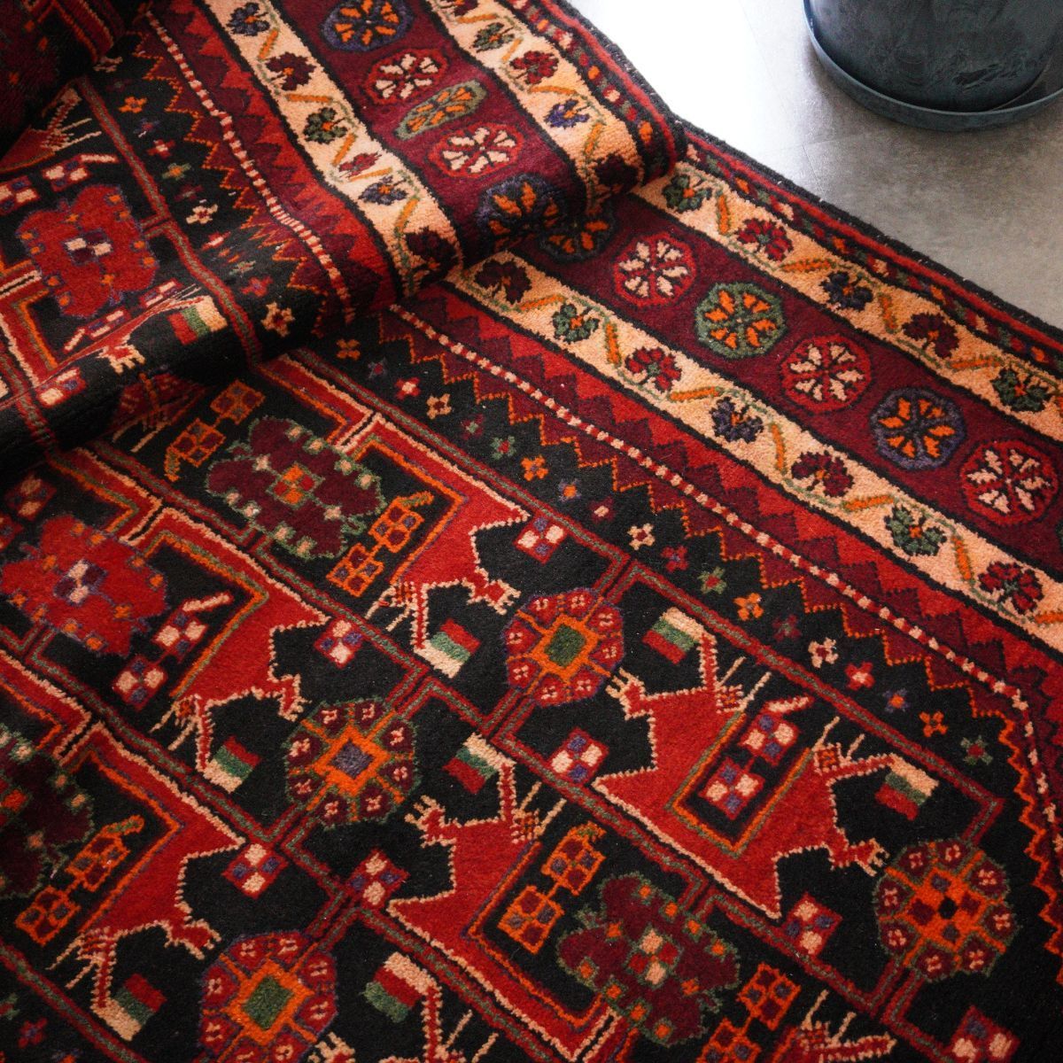 トライバル ラグ 絨毯 カーペット トルコ イラン ビンテージ　大判アンティークラグ