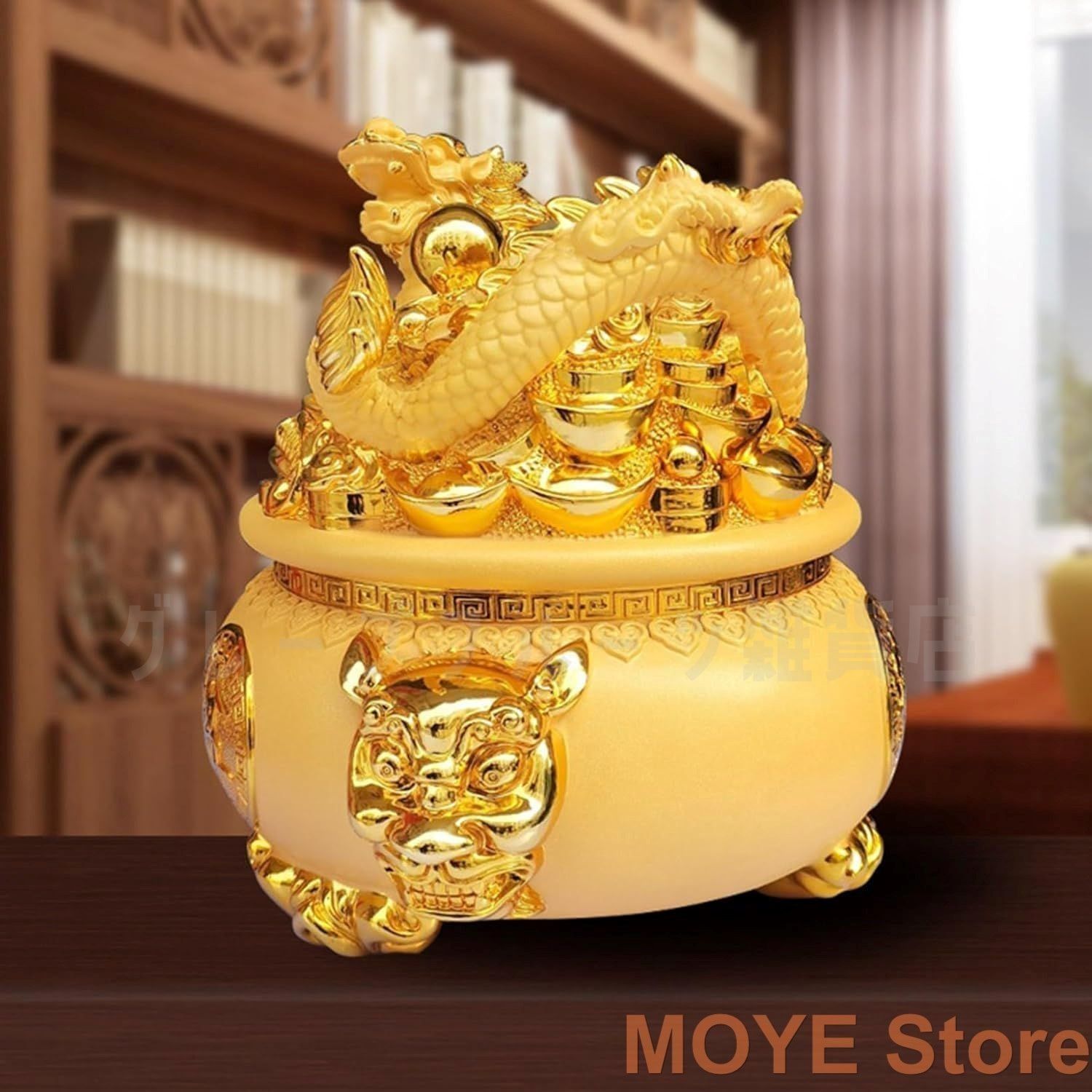 昇運金龍風水グッズ 龍の置物開運 昇運玄関 オブジェ 置き物 横向き 金