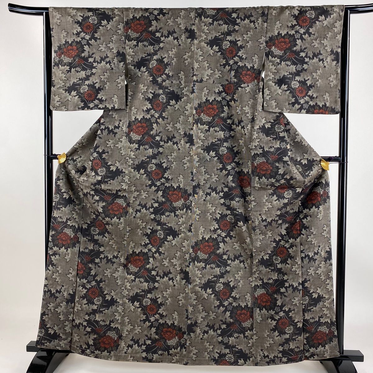 訪問着 身丈162cm 裄丈65cm M 袷 大島紬地 やまと 証紙あり 雪輪 桜