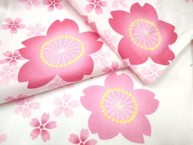平和屋着物∴夏物 浴衣 綿紅梅 舞桜 綿 CAAW1111ng