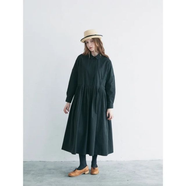 再入荷 MAGALI | 天日干しコットン タックワンピース black | ワンピース マガリ
