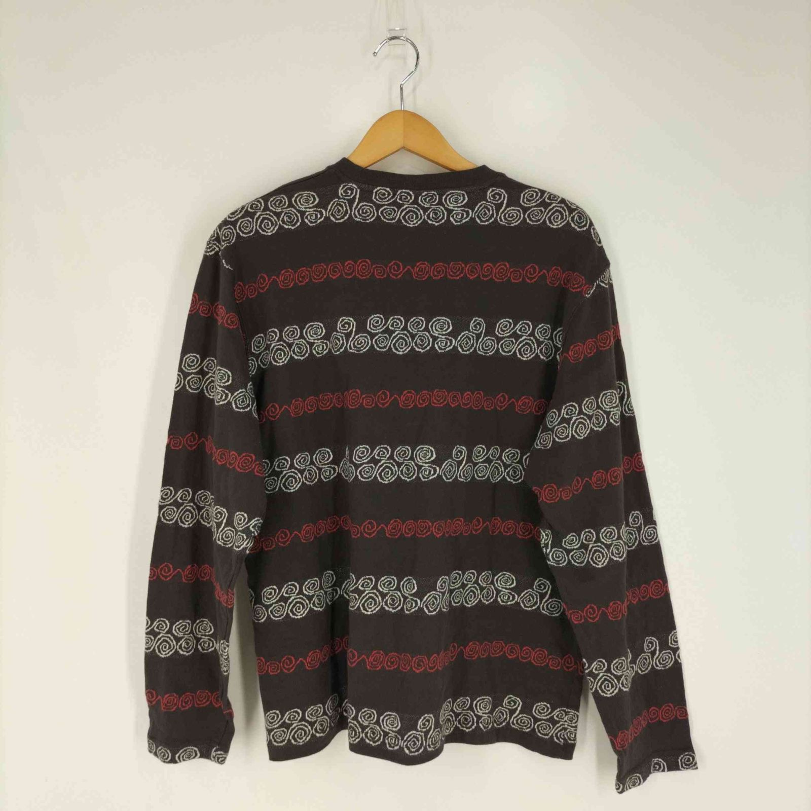 希少stussy ステューシーSWIRL STRIPE 
総柄　長袖ポロシャツ Stussy SWIRL STRIPE LS CREW - メルカリ
