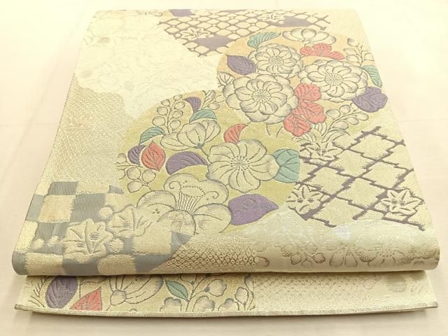 専用帯878 ●高級 正絹 彩華辻が花 六通 袋帯 Amazon | 袋帯 辻が花模様 金通し 膨れ織 六通柄 金銀糸 葡萄