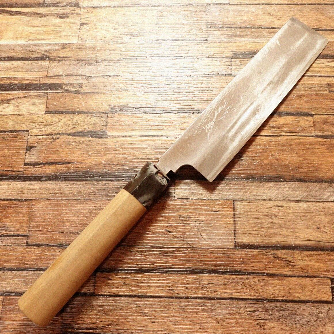 杉本 薄刃包丁 研ぎ済 水牛柄 片刃 菜切り 虫食いあり 185mm