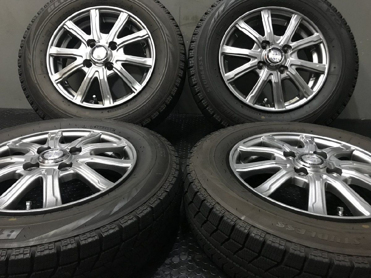 【BS BLIZZAK VRX 145/80R13】スタッドレス【EXPLODE 13インチ 4J4HPCD100+43】バリ溝 タント スペーシア等　(TG042)  クレジットカード QR決済可能 BS BLIZZAK VRX 145/80R13】スタッドレス【EXPLODE 13インチ