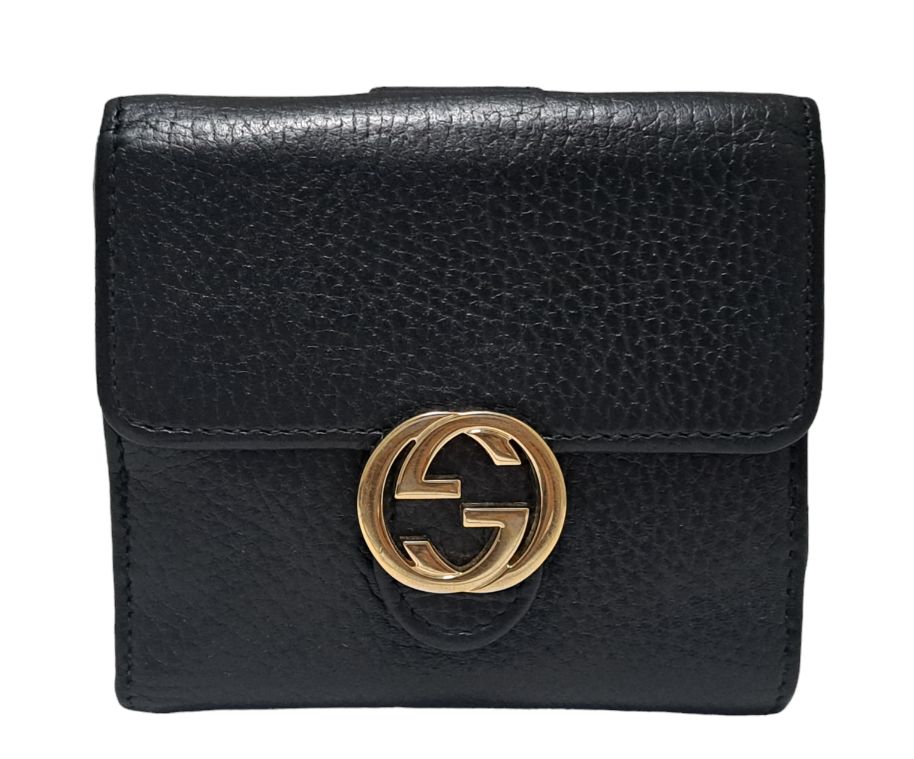 グッチ 二つ折り 財布 レザー GG ブラック 黒 615525 レディース  