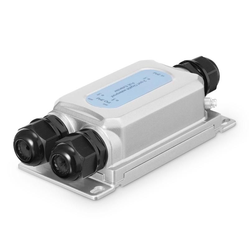 屋外 IP67 防水ギガビット PoE パススルースイッチ 1 PoE in 2 PoE 出力エクステンダー IEEE802.3af|at|bt PoE 電源 90W 10|100|1000Mbps
