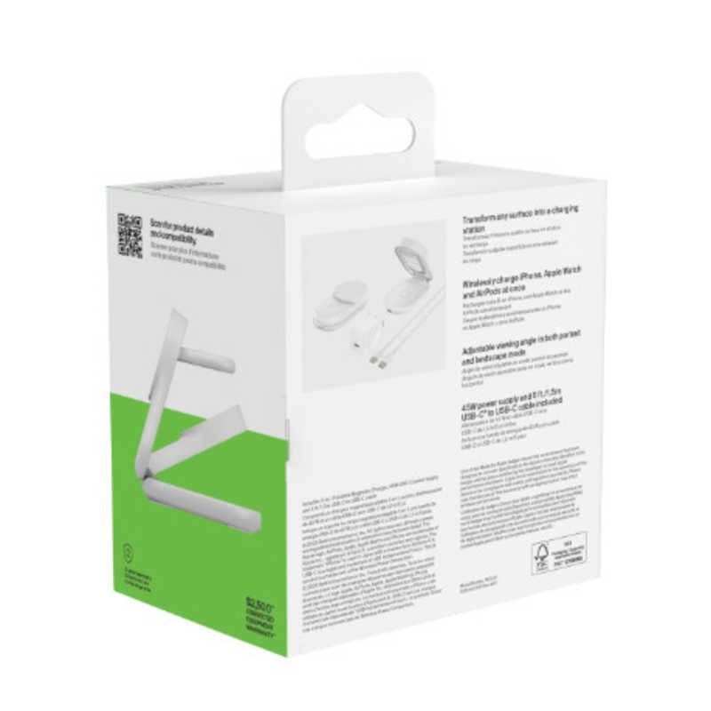 送料無料 ♥ 未開梱 BELKIN UltraCharge Qi2 25W 3-in-1 折りたたみ式マグネット充電器 ラウンド型 ホワイト WIZ037dqWH