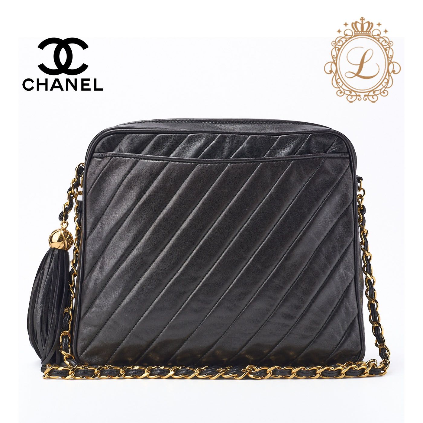 CHANEL シャネル バイアスステッチ ココマーク フリンジ付き チェーン 