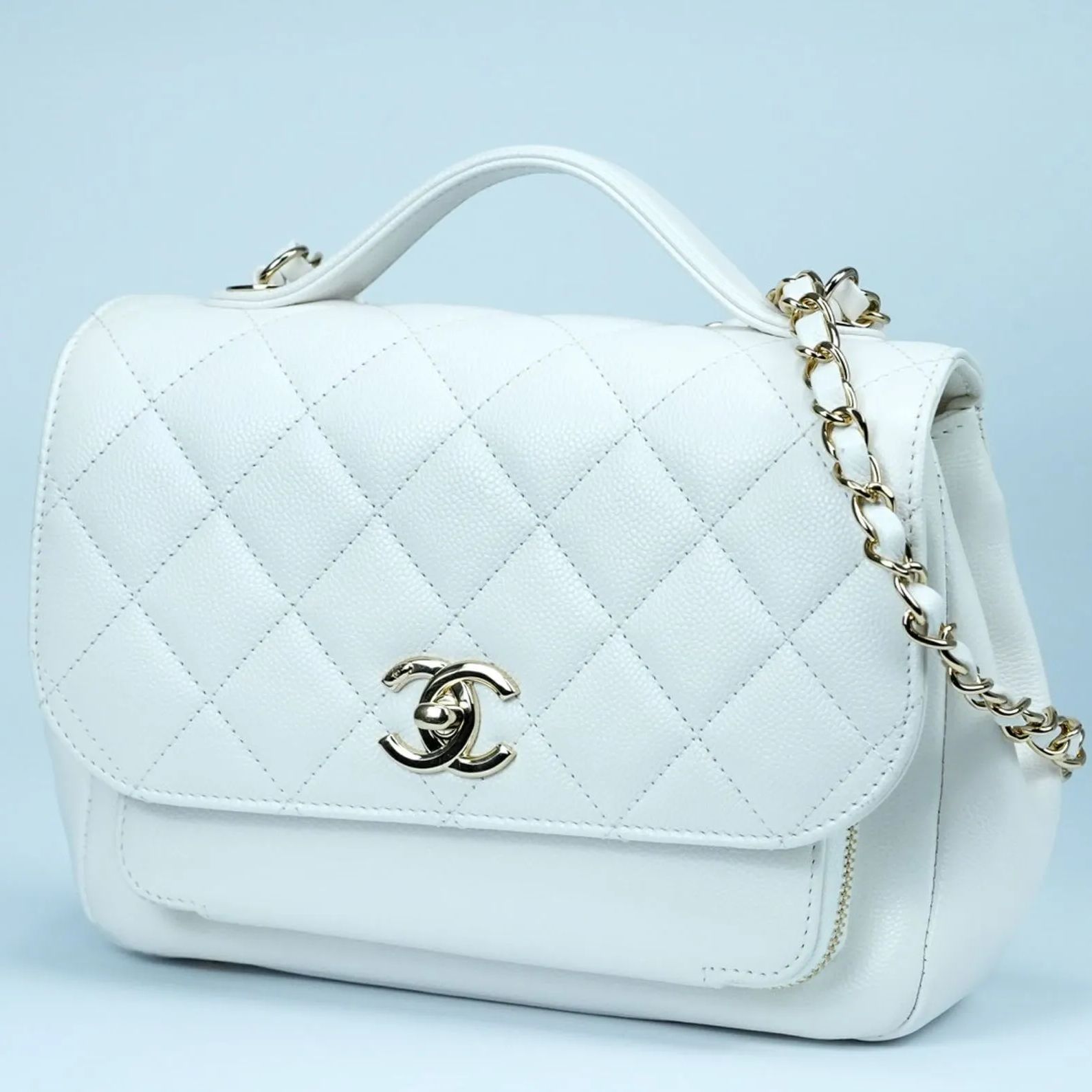 シャネル 24P トップハンドル バニティーバッグ ホワイト CHANEL シャネル ビジネスアフィニティ マトラッセ トップ