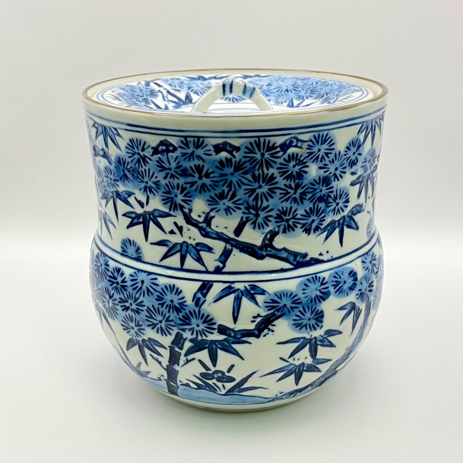 水指 染付 松竹梅 康月 箱なし 茶道具 茶器 水差し 伝統工芸品