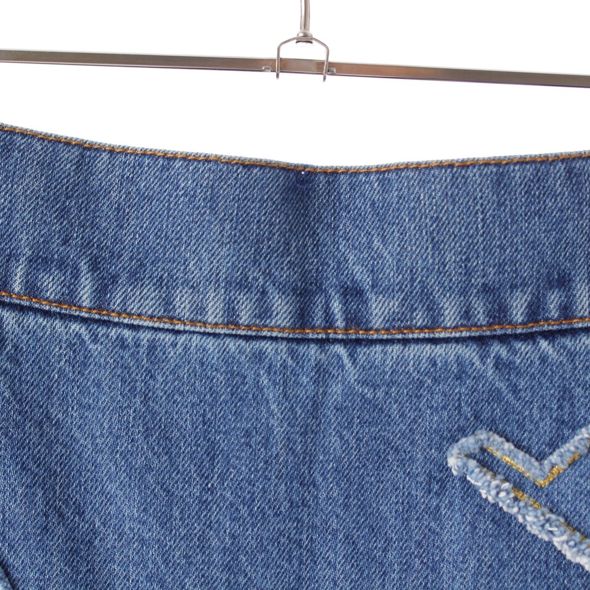 シャネル コットン パッチワーク スリット デニム スカート P61825  