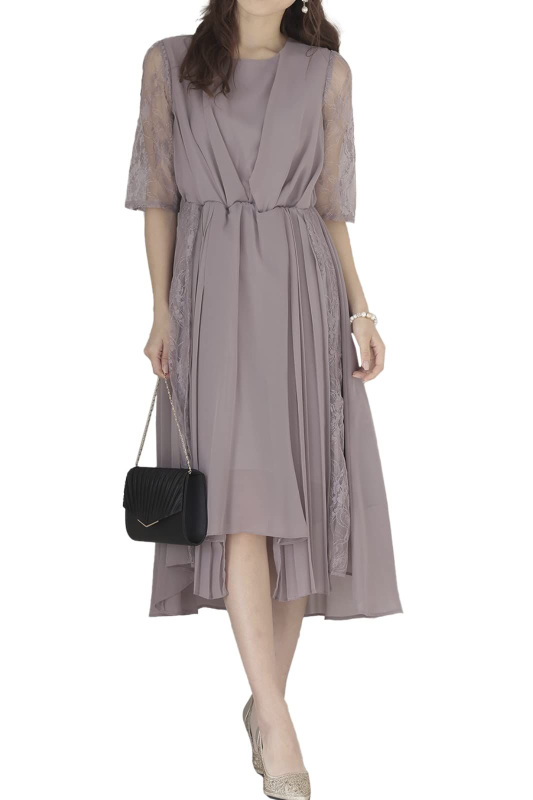 アウニイ 結婚式 ドレス お呼ばれ フォーマル ワンピース レディース フィッシュテール シフォンドレス 30代 319104 GRG XL グレージュ | フィッシュテール | 319104 XL