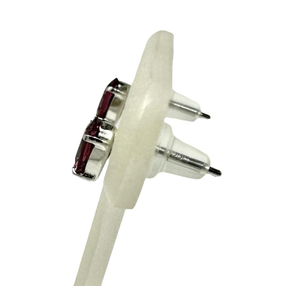 ガーネット ピアス Pt900プラチナ 0.7g レディース 【中古