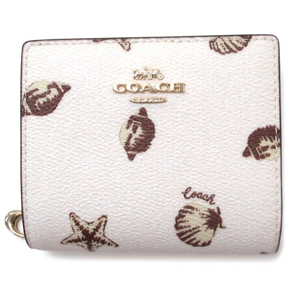 ♥ コーチ 財布 COACH アウトレット スナップウォレット シェル プリント 貝殻柄 二つ折り財布 CBO73 IMCAH