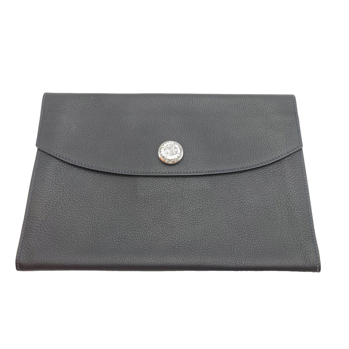 エルメス HERMES ポシェット リオ クラッチバッグ セカンドバッグ シンプル スクエア 無地 きれいめ エレガント おしゃれ カジュアル ブラック シルバー レザー メンズ レディース AB品 当店通常価格89800円