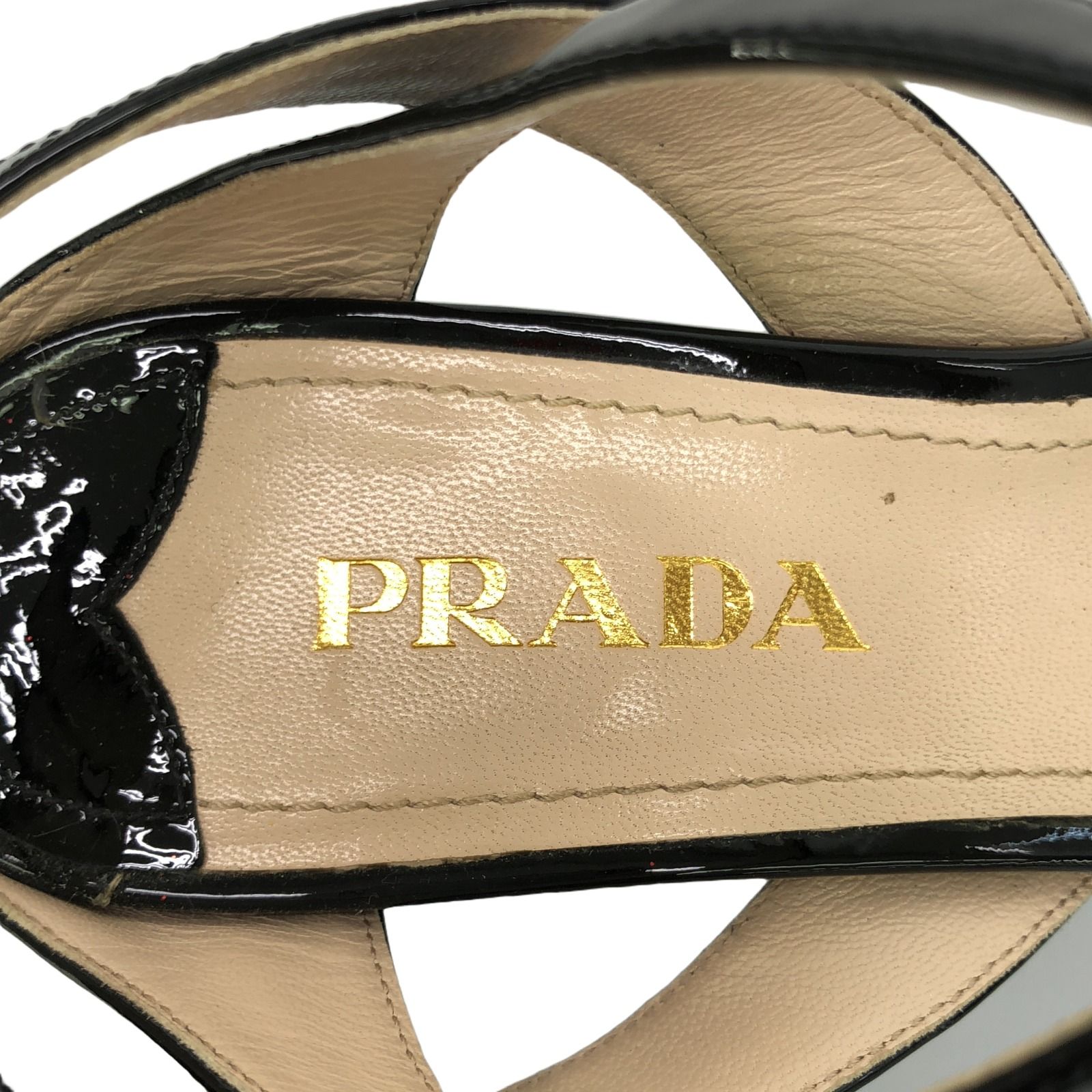 プラダ PRADA サンダル サンダル ブラック エナメル サンダル
