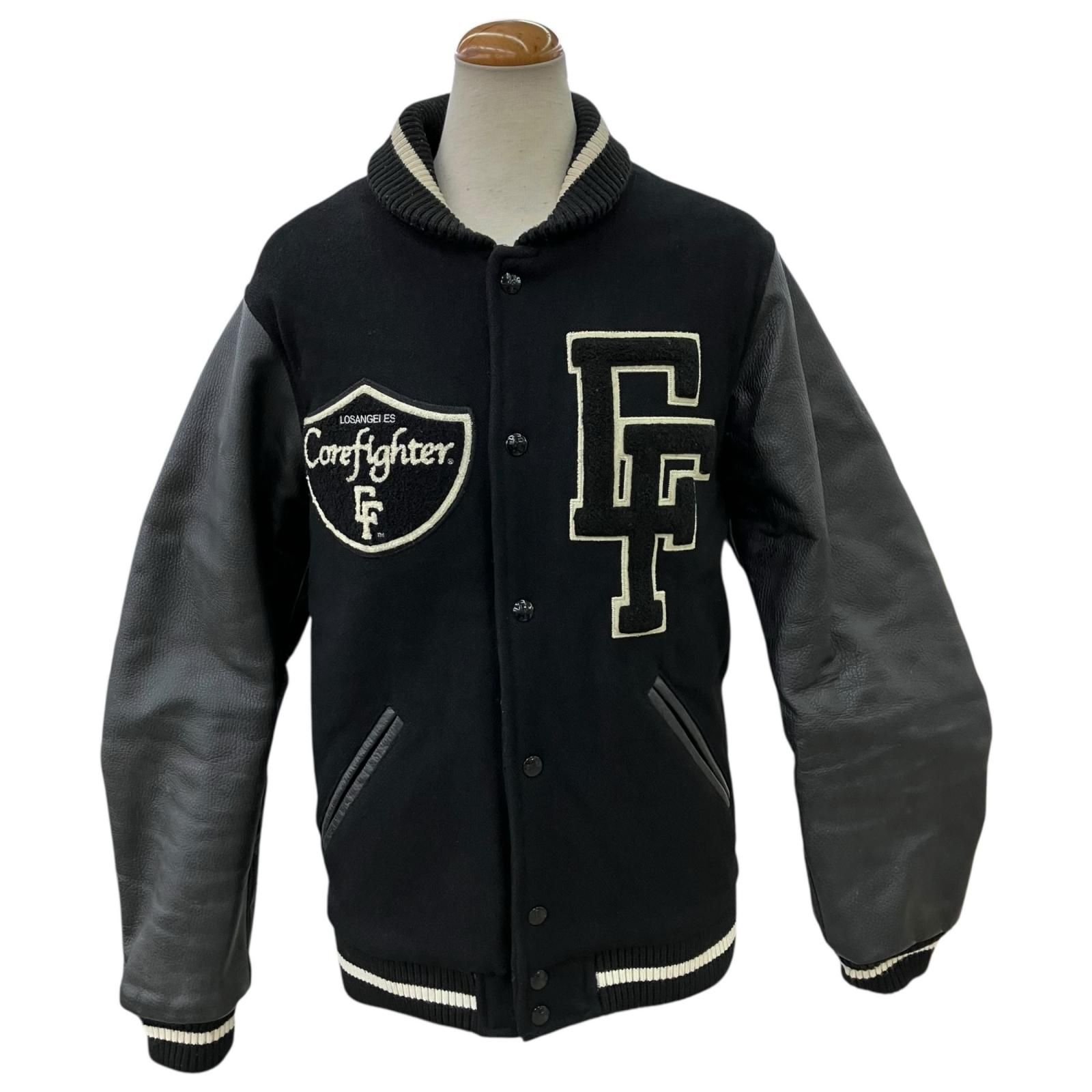 【CoreFighter】コアファイター 初期型スタジャン ウール 本革 黒 L 中古・古着通販】COREFIGHTER (コアファイター) 袖レザー