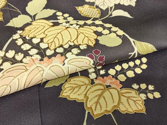 平和屋着物○創業460年・千總 訪問着 駒刺繍 桐 濃鼠色 金彩 高島屋  
