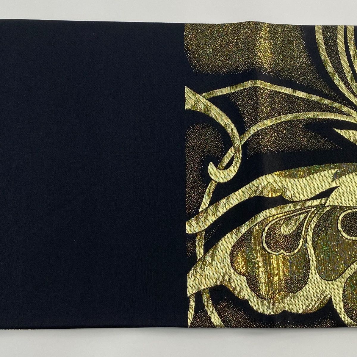 袋帯 美品 秀品 花 唐草 箔 金糸 黒 六通 正絹 【中古】 - メルカリ