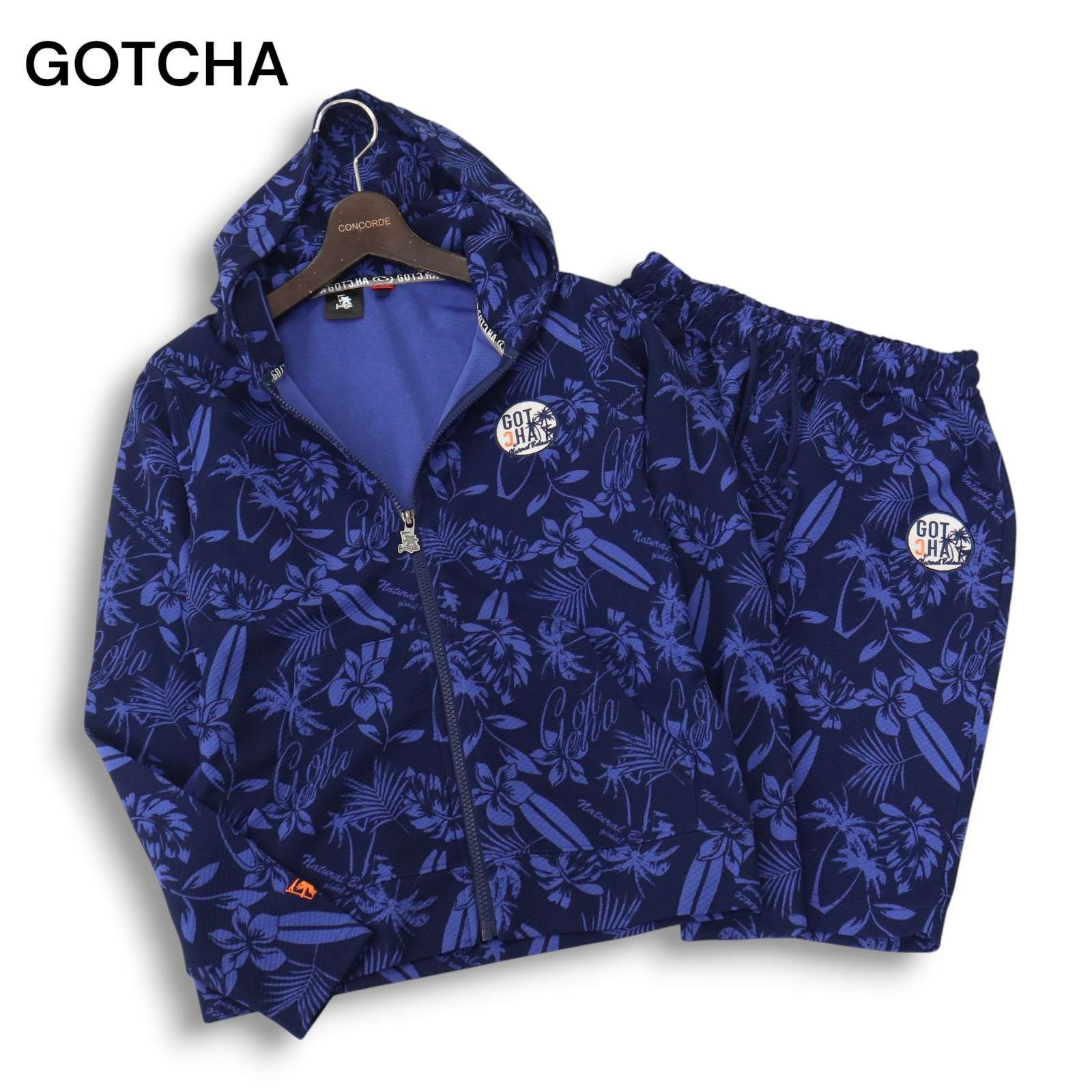 美品☆ GOTCHA ガッチャ 春夏 リーフ総柄☆ ストレッチ パーカー 