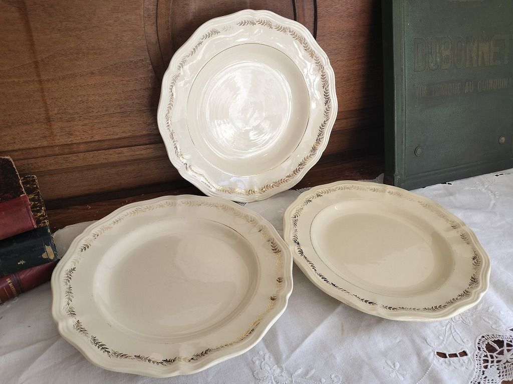 フランスアンティーク サルグミンヌ 花リム プレート 皿 2枚セット