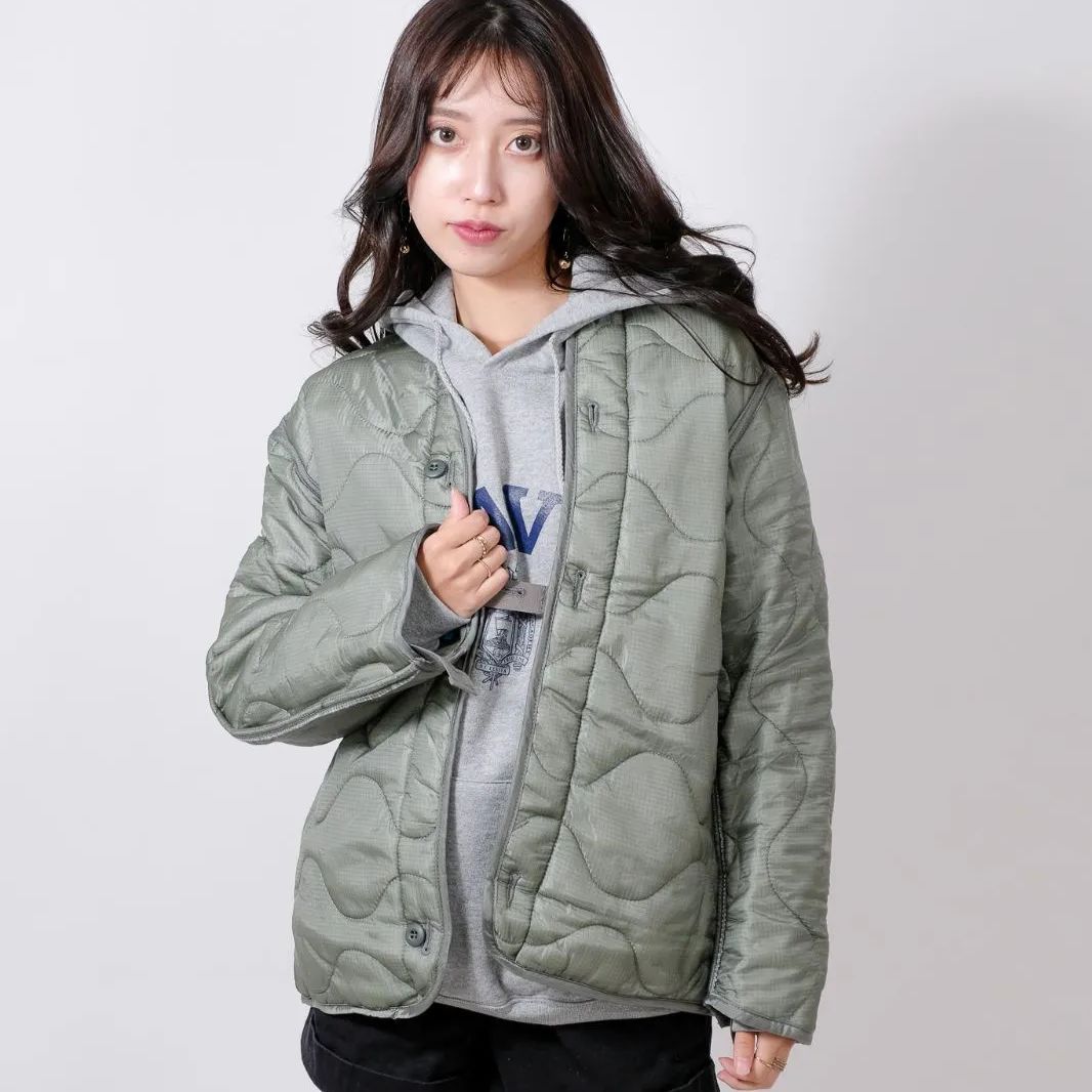 アメリカ軍 フォリッジグリーン M-65 フィールドジャケットライナー 前ボタン付 新品 JKLINER-GN-BTN