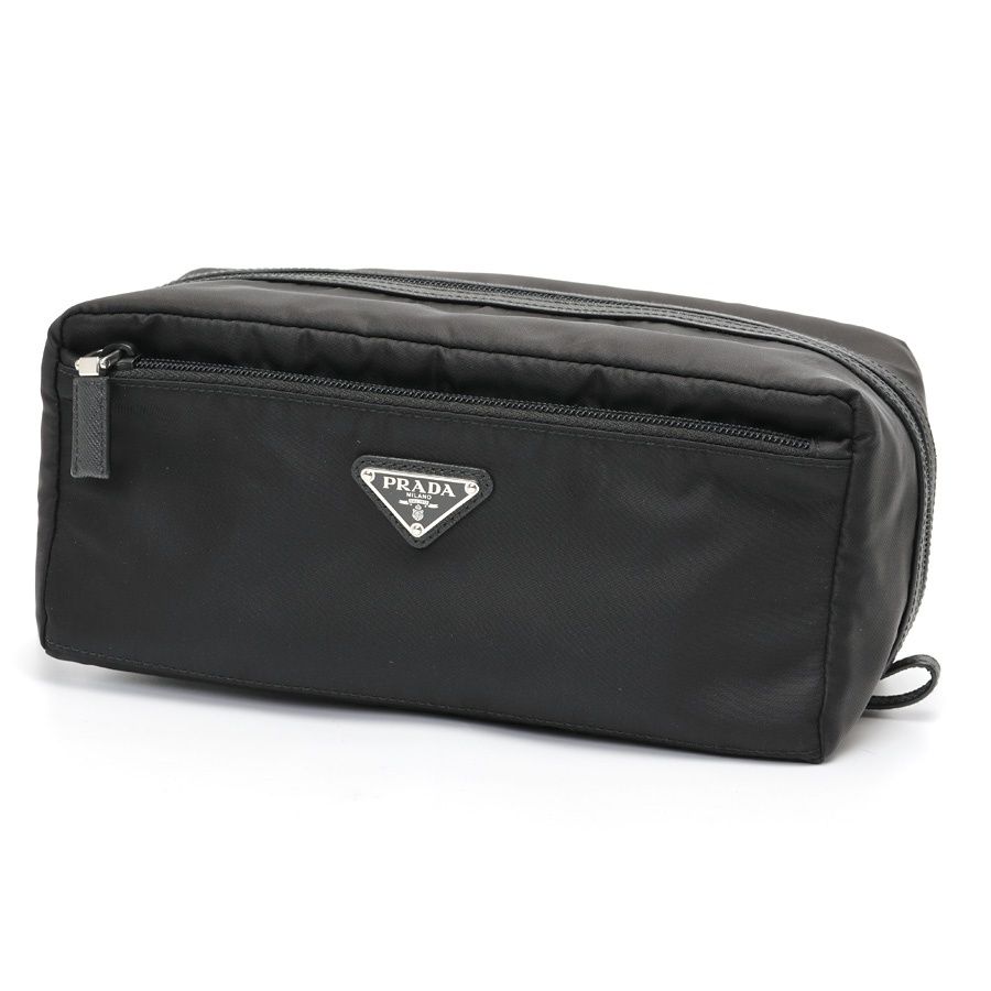 プラダ / PRADA Re-Nylon x サフィアーノレザー トラベルポーチ プラダ / PRADA Re-Nylon x サフィアーノレザー トラベルポーチ