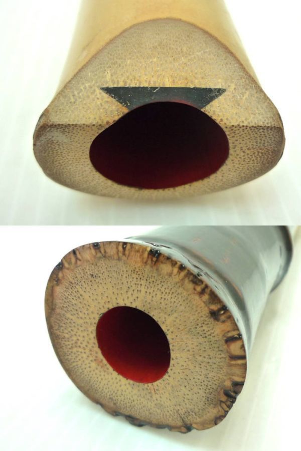 【侍】『琴風調』沈金銘 尺八 中継 和楽器 内朱塗 新品未使用 錬堂 銘有 琴古流尺八 漆塗り うるし 中継ぎ 在銘 約48cm 竹製 内側漆 狂言 雅楽能 和楽器 伝統文化 コレクター マニア必見_J4