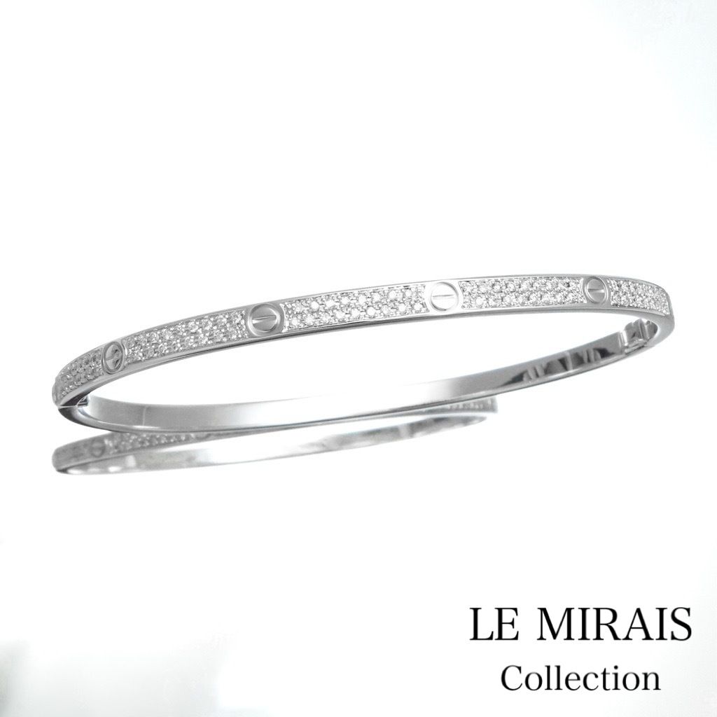 保証書付】カルティエ ラブブレス #19 SM WG ダイヤ 19 K18WG メンズ  