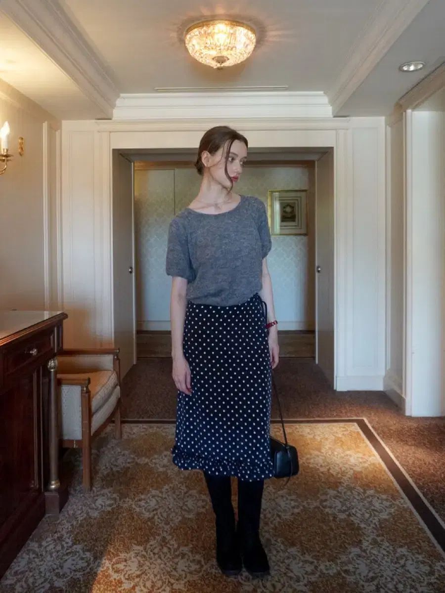 ムードエディション ドットフリルスカート ネイビー スモール