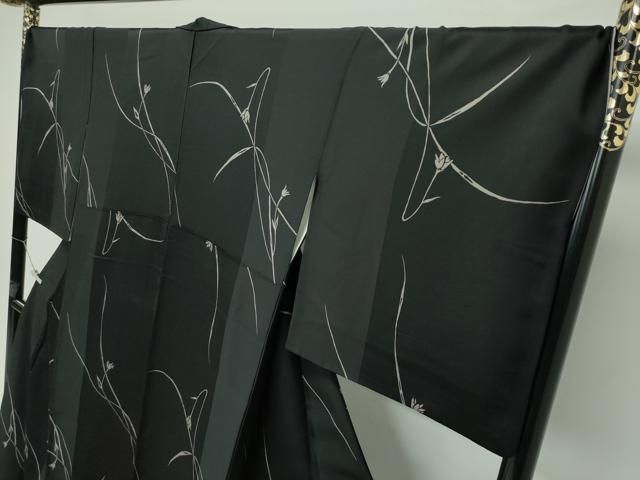 平和屋本店●極上　小紋　総刺繍　草花尽くし　黒地　逸品　CZAA5705s6 平和屋本店○極上 小紋 総刺繍 草花尽くし 黒地 逸品 CZAA5705s6の通販