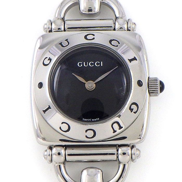 グッチ GUCCI 腕時計 ホースビット 6400L ブラック文字盤 ロゴ SS
