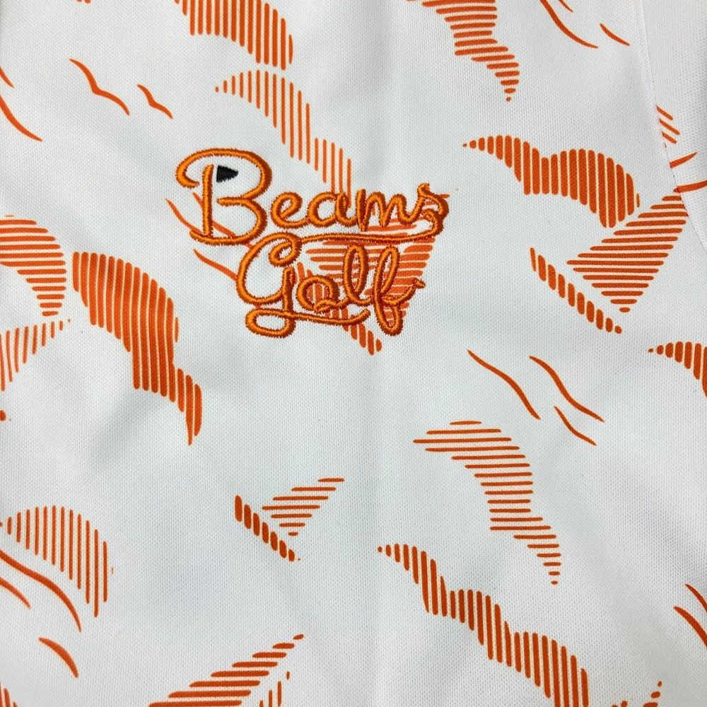 サイズ：L BEAMS GOLF ビームスゴルフ 半袖ポロシャツ ロゴ刺繍 総柄