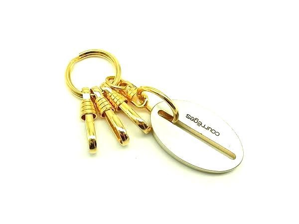 ■美品■ courreges クレージュ キーリング キーホルダー チャーム レディース ゴールド系×シルバー系 DH8850