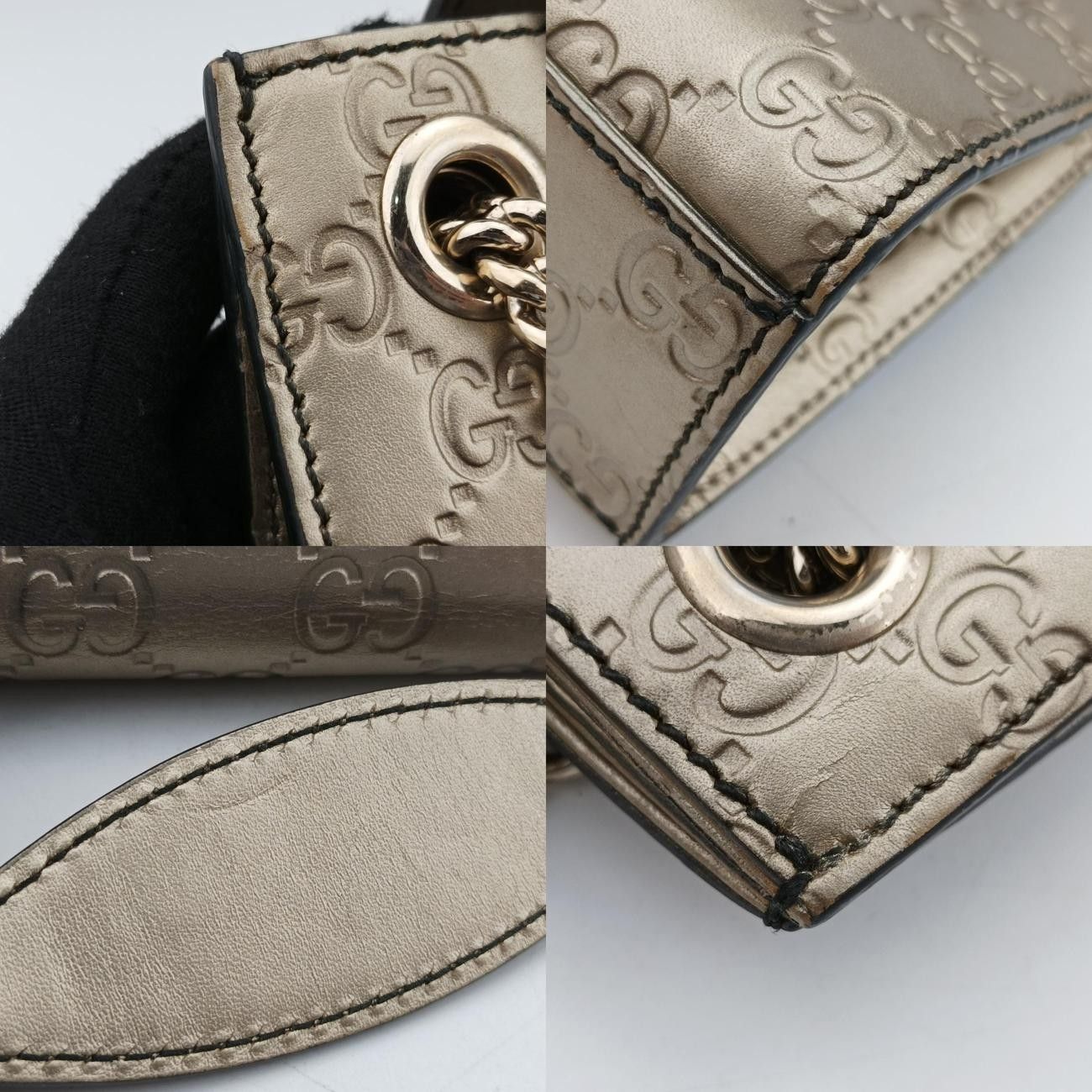 グッチGucciエミリーゴールドレザー369621I017495096 - メルカリ