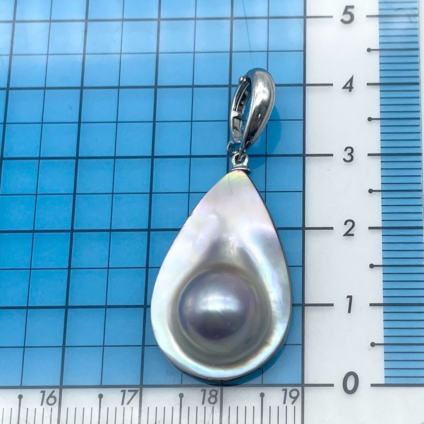 田崎真珠 K18WG マベパール ネックレストップ 母貝付き/24-4594S