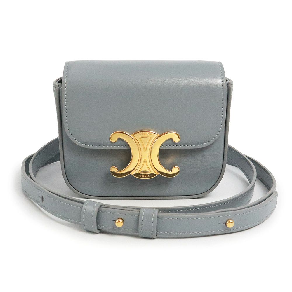 チェーン ショルダーバッグ クロード / シャイニーカーフスキン グレー