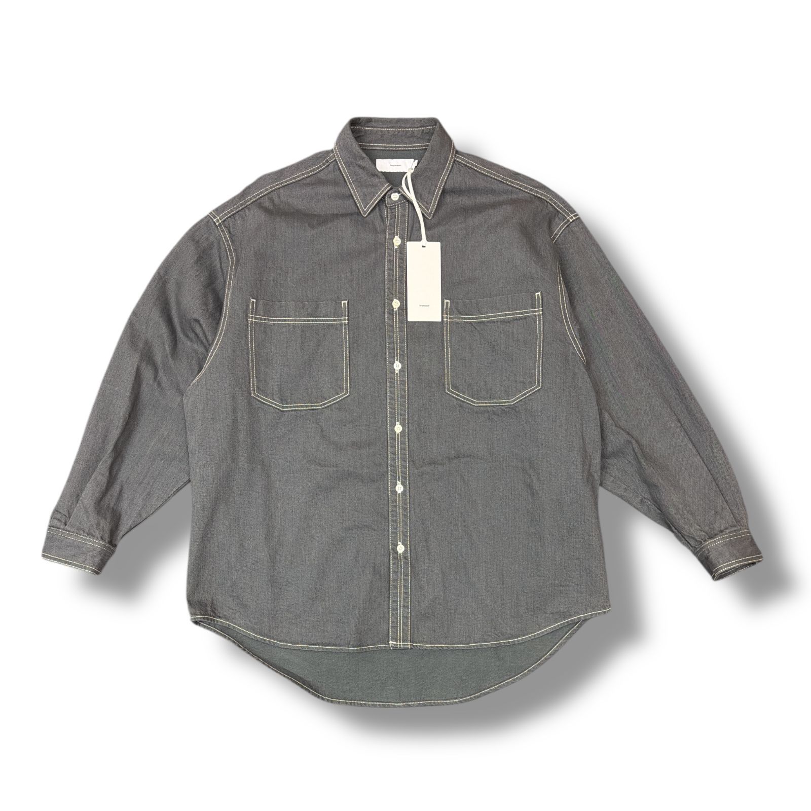 参考上代27500円 Graphpaper 21SS Denim Regular Collar Shirt デニムレギュラーカラーシャツ グラフペーパー GM211-50077B グレー 1 1510M6