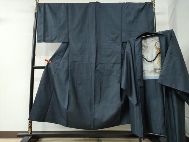 平和屋着物●男性 本場大島紬 アンサンブル 80亀甲 総詰め キングサイズ 正絹 CAAW8383yc