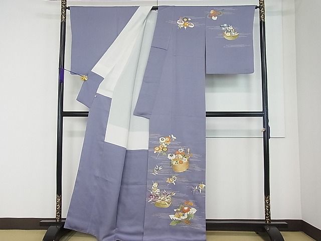 平和屋1□極上 野口彦太郎 大彦三代目 江戸染繍友禅 訪問着 駒刺繍 花