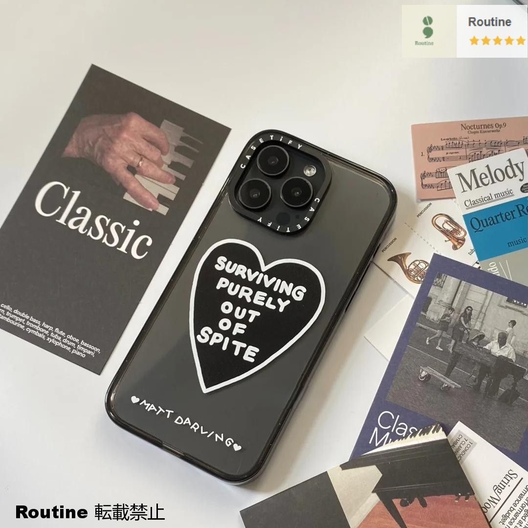 ブラックハート iPhoneケース ケースティファイ クリア ソフト