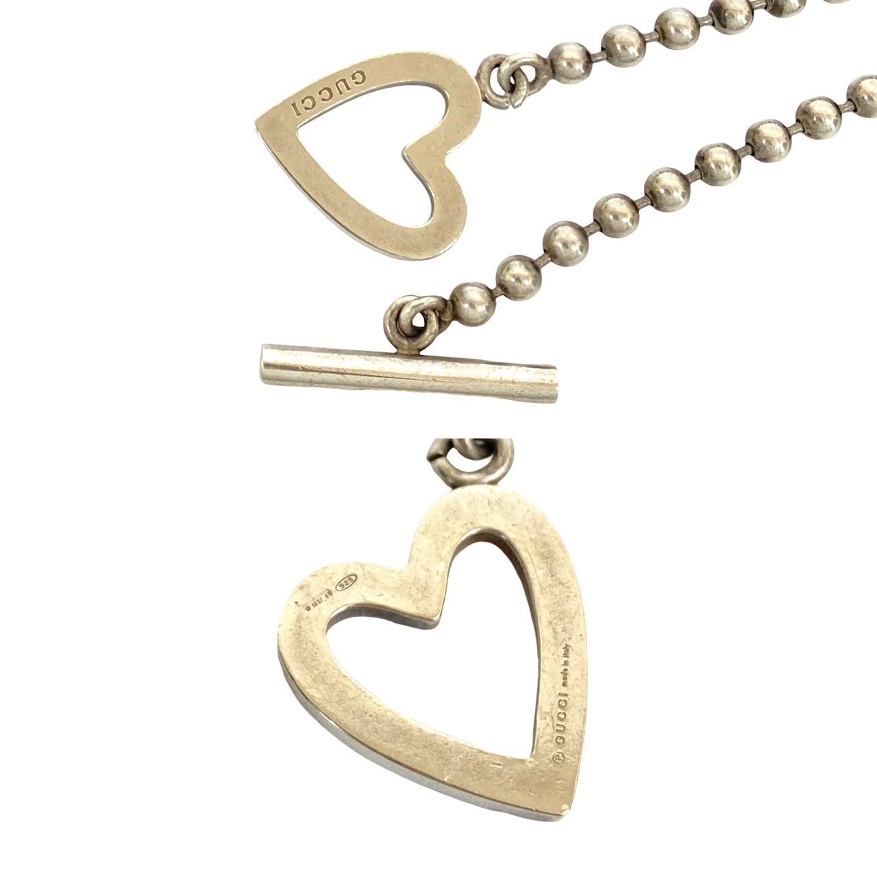 極 美品 GUCCI グッチ トグルハート ネックレス シルバー925 ボール 
