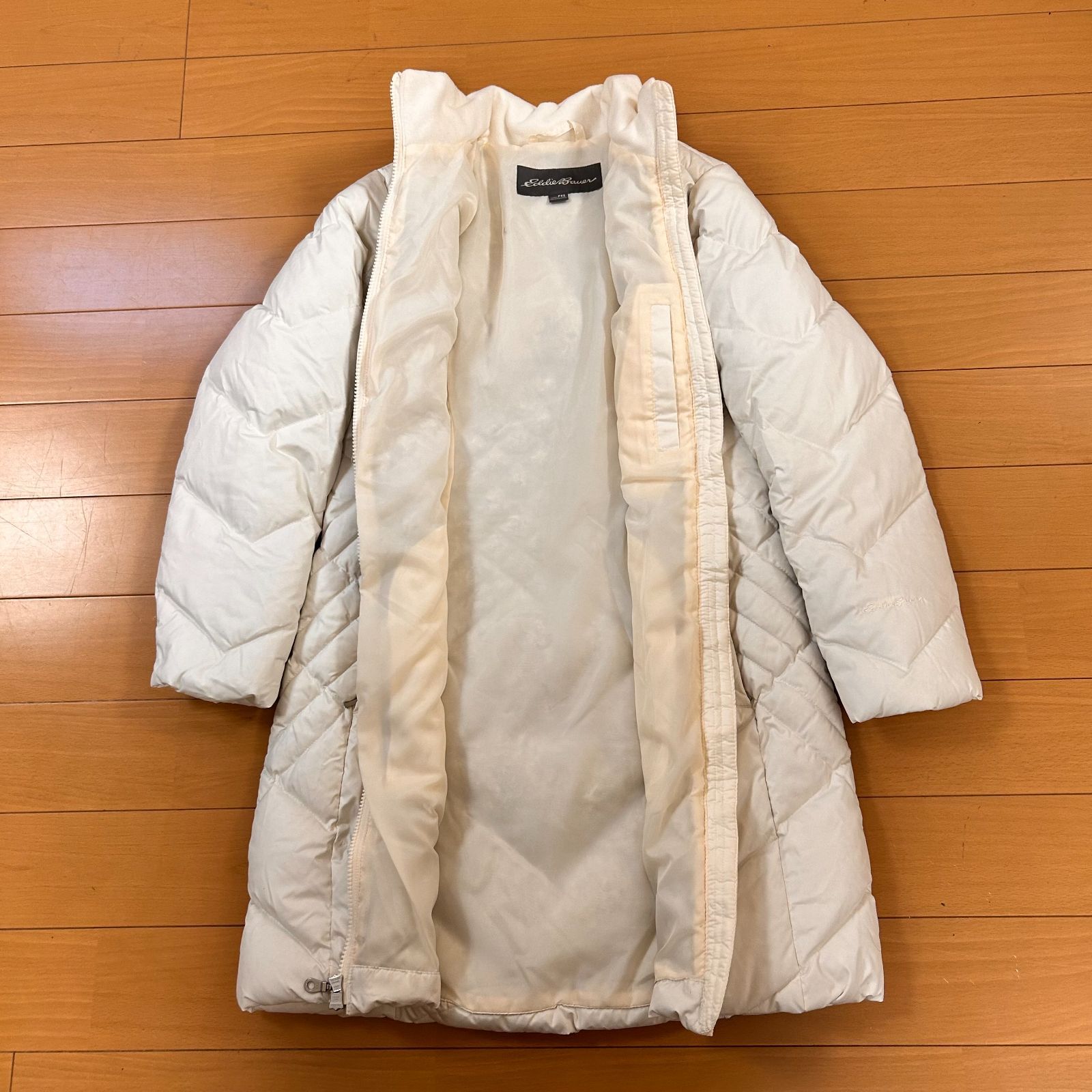 美品】エディーバウアー ロングダウンコート ホワイト Sサイズ相当 